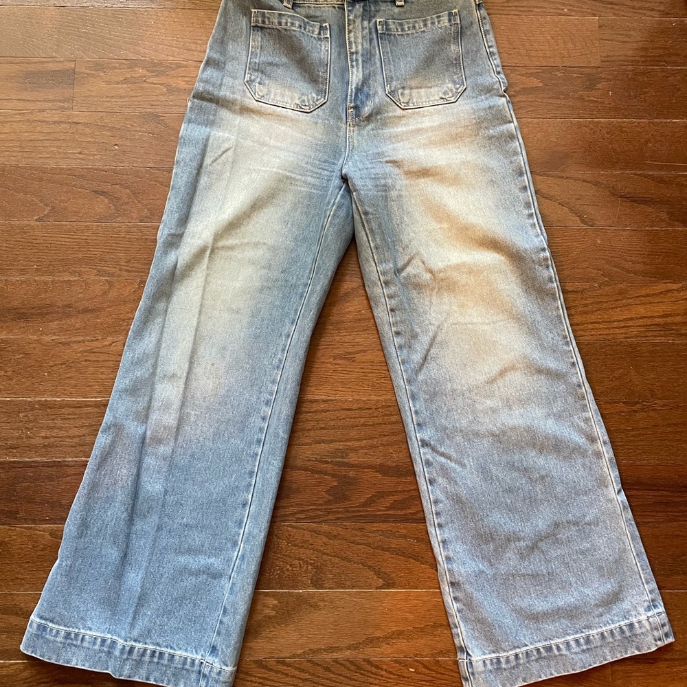 ROLLA'S Blue Flare Wide Leg Jeans Retro Charm